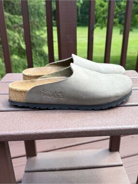 Birkenstock Taupe Slip-On Amsterdam Suede Leather Clogs Womens Size 39 US 8